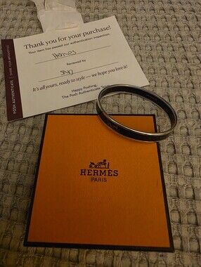Hermes Silver-Tone PM Bangle w/ Original Hermes Box /Pristine